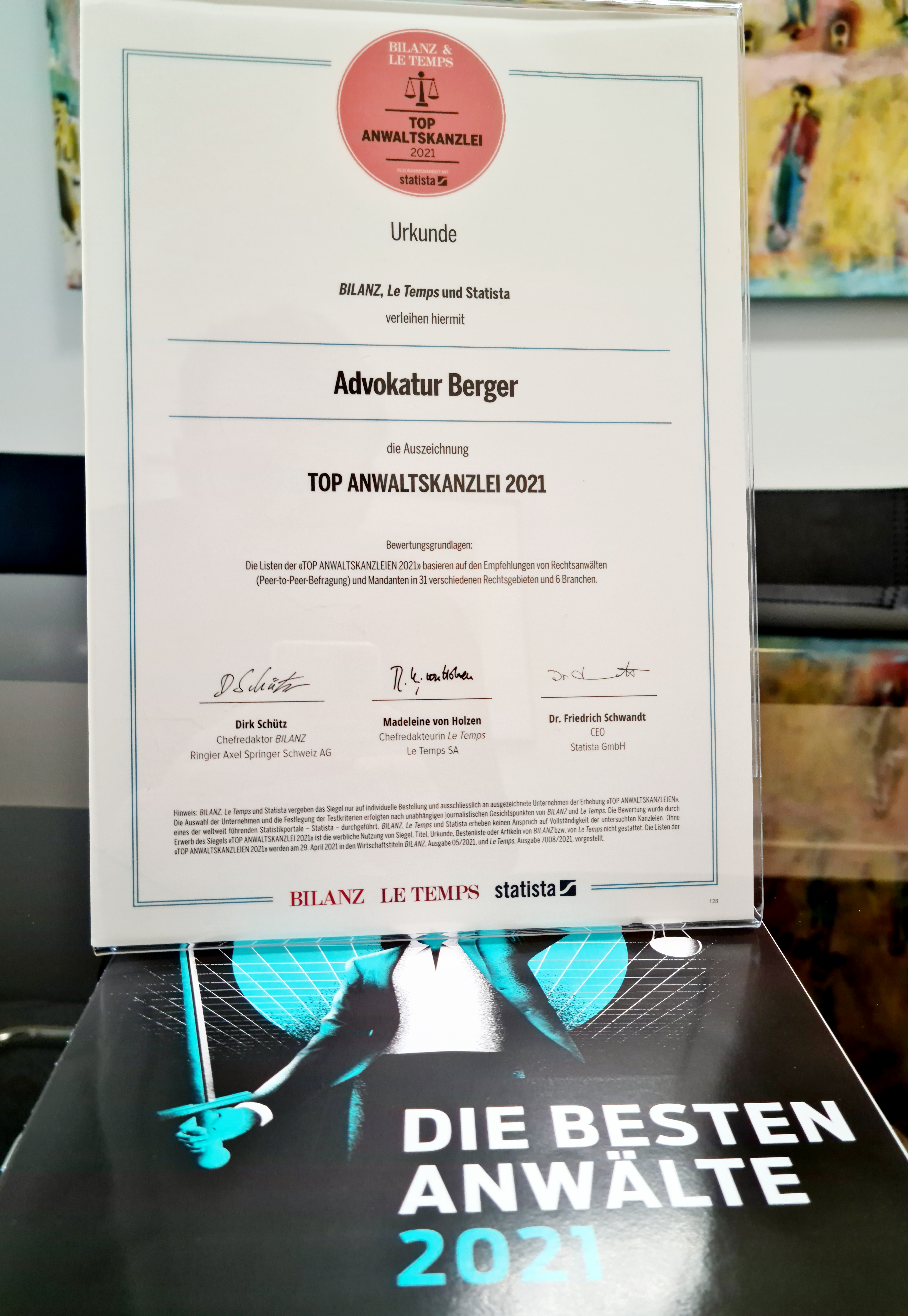 Advokatur Berger AG ist erneut Top Anwaltskanzlei geworden