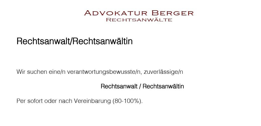 Stelle als Rechtsanwältin / Rechtsanwalt