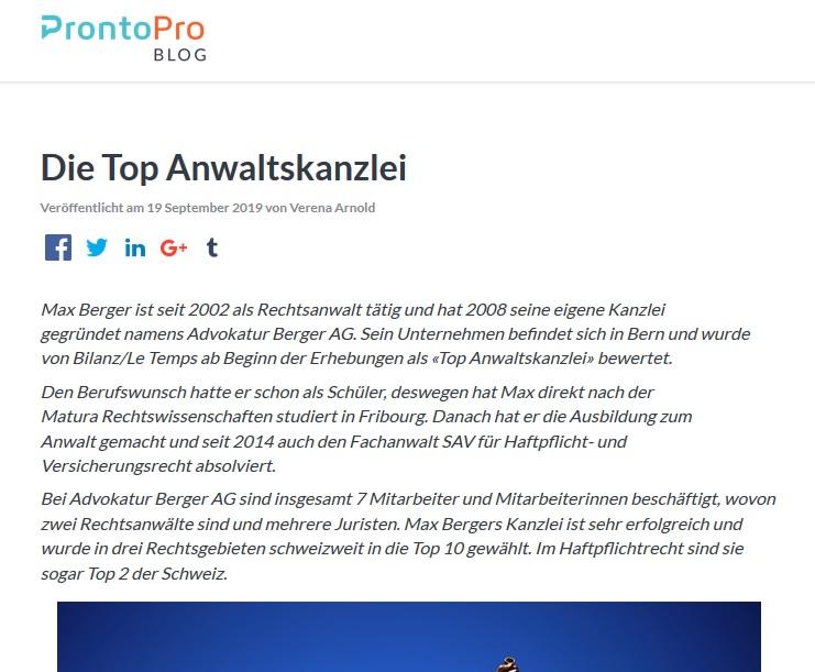 Im Blog von Prontopro